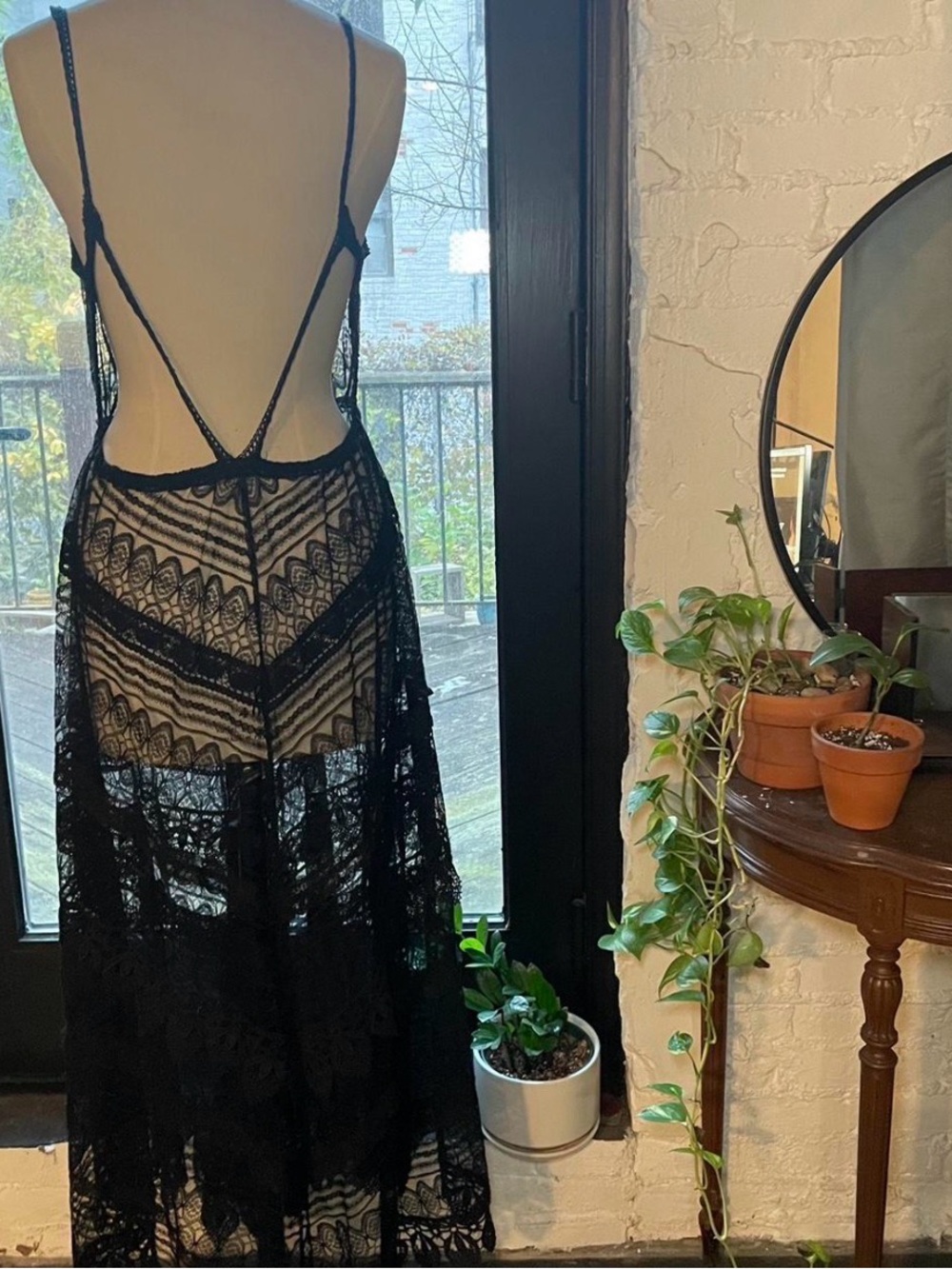 Free People Mitered Meadows Black Lace Maxi Dress - Picture 11 of 15